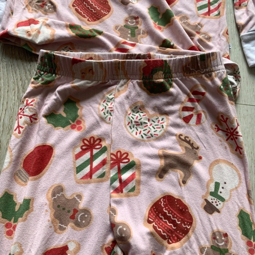 Caden Lane Cookie Cuddles Pink Christmas Bamboo Pajama‎ Set - Girls Size 7/8